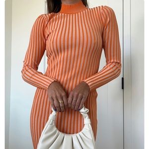 Pretty Little Thing Orange Two Tone High Neck Maxi Dress